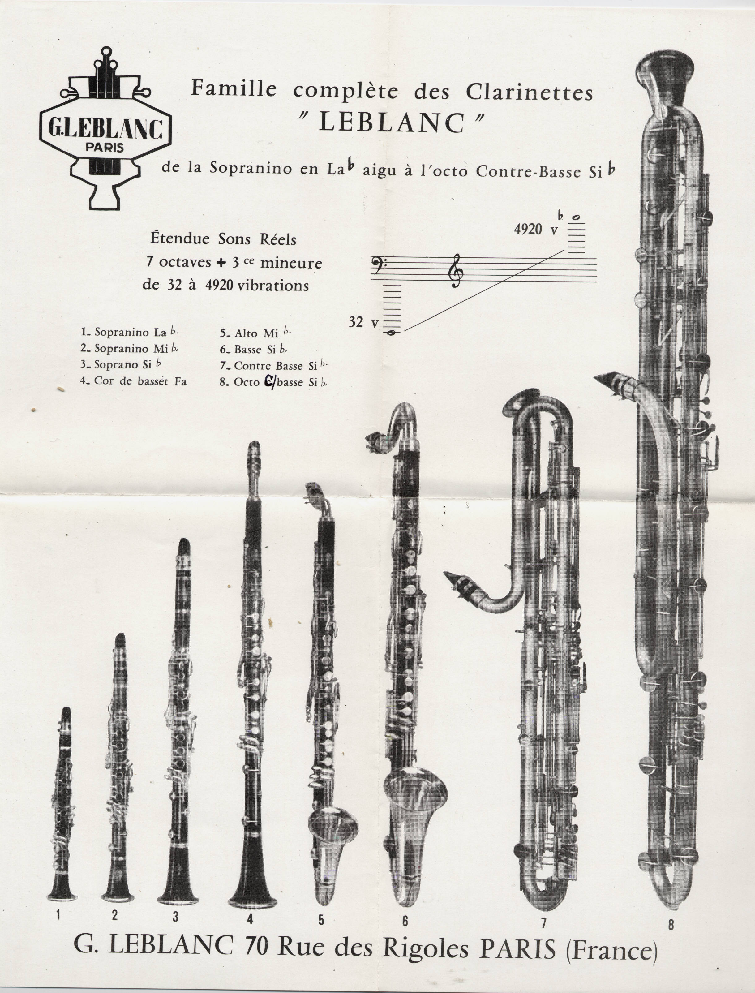 Valentin cases : Affiche famille des clarinettes leblanc de la sopranino à l'octocontrebasse