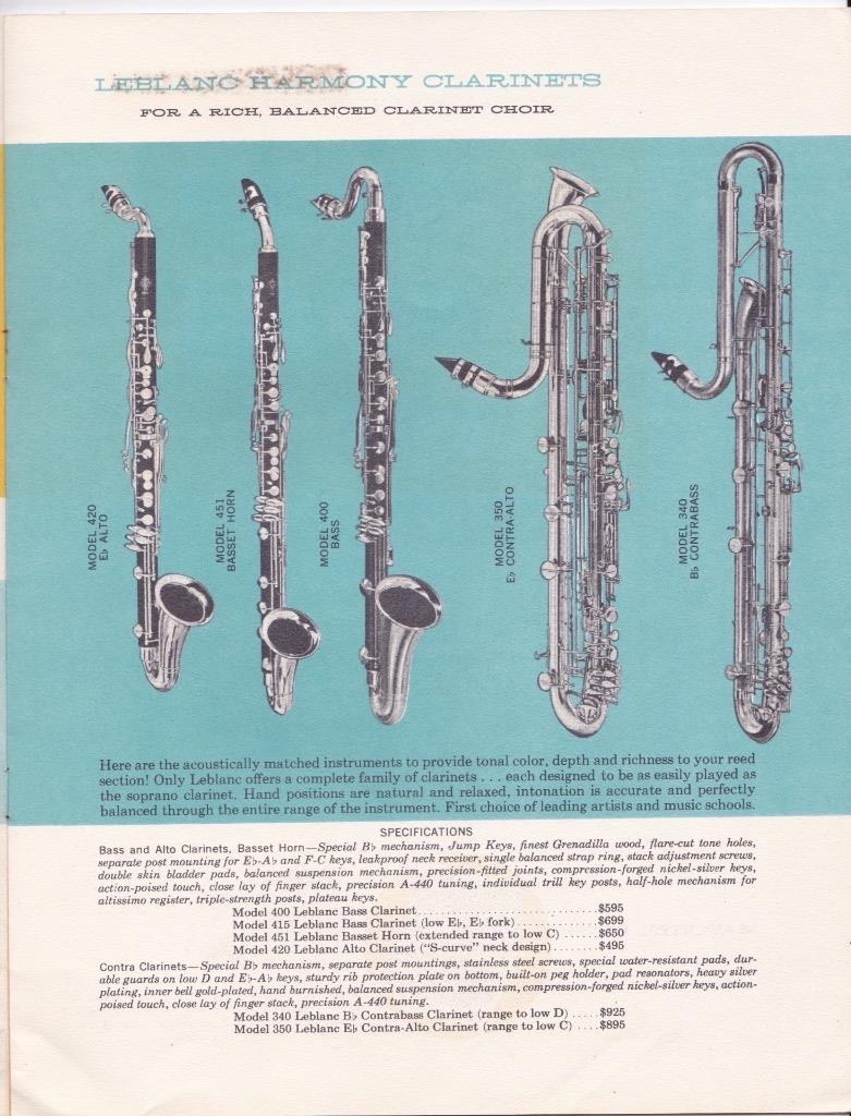 LEBLANC and NOBLET Woodwind Catalogue.