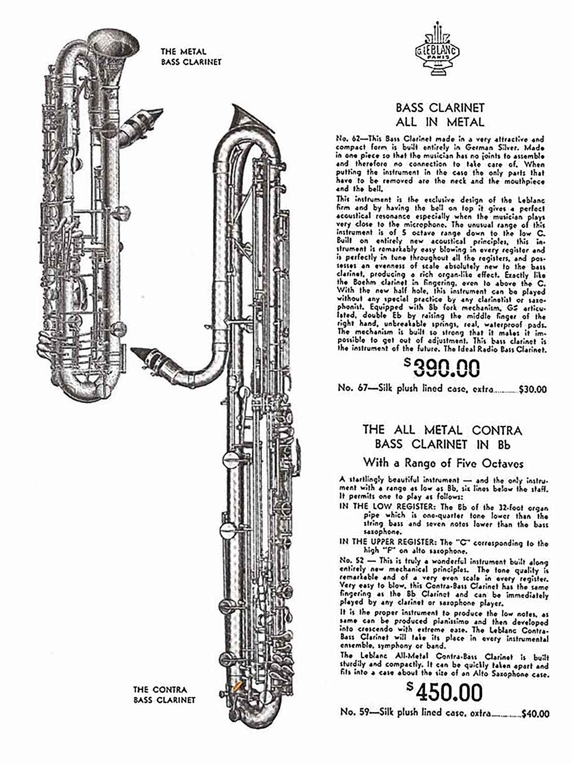 Leblanc Contrabass Clarinet 340 & 342